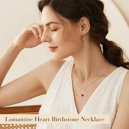 Lomantise Heart Birthstone Necklaces for Women, 925 Sterling Silver Rose Gold Necklace Love Pendant Necklaces Anniversary Birthday Jewelry Gifts for Women Wife Mom Girlfriend Her - Image 3