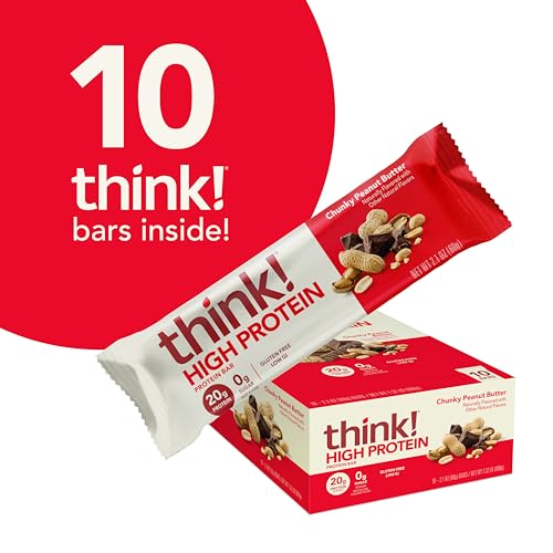 think! Protein Bars, High Protein Snacks, Gluten Free, Kosher Friendly, Chunky Peanut Butter, Nutrition Bars, 2.1 Oz per Bar, 10 Count (Packaging May Vary) - Image 5
