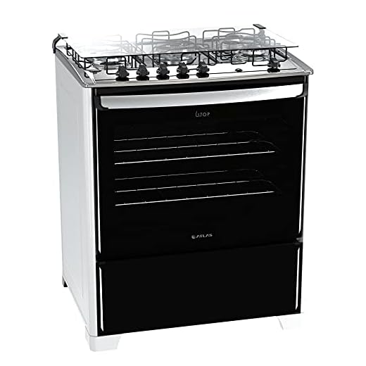 Fogão 5 bocas Atlas New Utop Branco mesa de inox - Bivolt