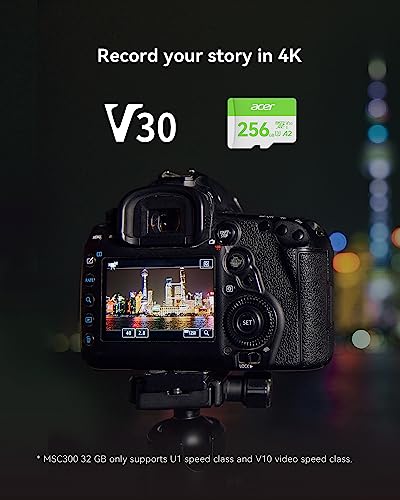 Image of Acer MSC300 Micro SD Memory Cards, 256GB SDXC TF Card 160MB /s UHS-I, A2, V30, 4K Extra Storage for Nintendo-Switch, Android Phones, Gopro, Amazon Fire Kids Tablet - BL.9BWWA.323