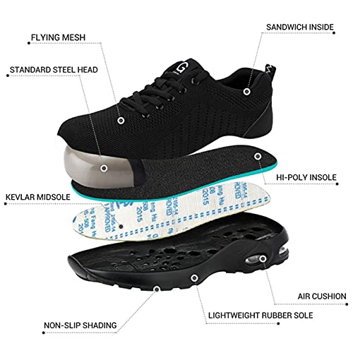 Hbeylia Walking Shoes For Women Men Fashion Durable Non Slip Lace Up Slip On Sneakers Breathable Lightweight Mesh Athletic Running Hiking Tennis Sport Shoes Air Cushion Trainers Driving Work Shoes4
