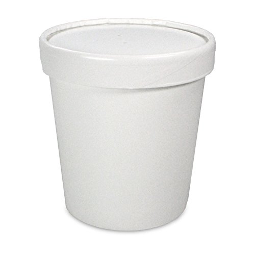 250 Soup to Go-Container inklusive Deckel - 16oz/400ml, Suppen Behälter, Suppen Schale to Go, extrastarker Pappbecher mit Dampfdeckel für Suppenbars