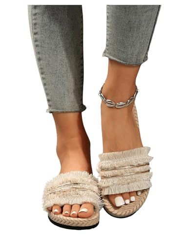 Verdusa Women's Open Toe Fringe Sandals Slip On Outdoor Boho Beach Slides2
