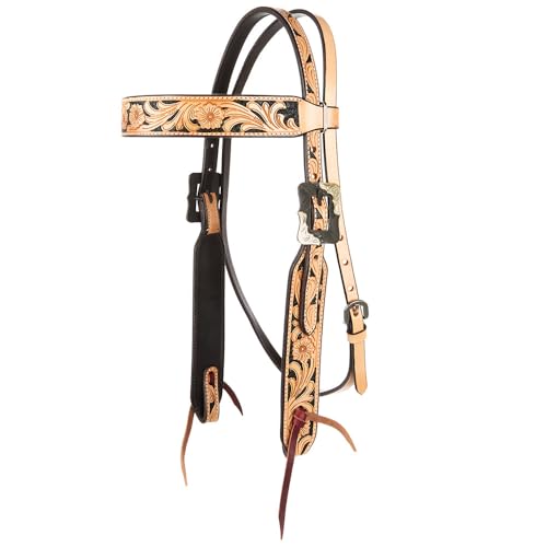 Western Direct Natural Floral Tooling Browband Headstall