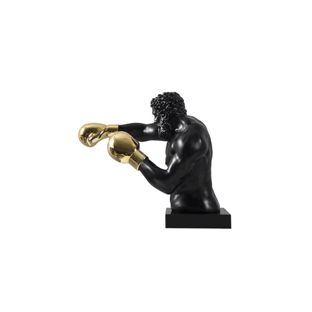 Sculpture boxeur noir moderne, objet d'art grand format haut de gamme