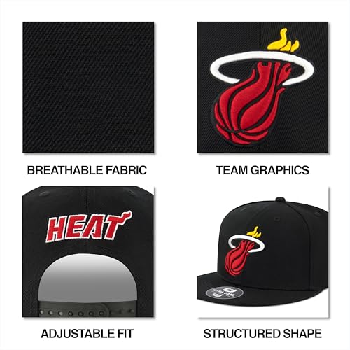 Ultra Game Men NBA Official Twill Snap Back Ultimate Black Baseball Cap Hat