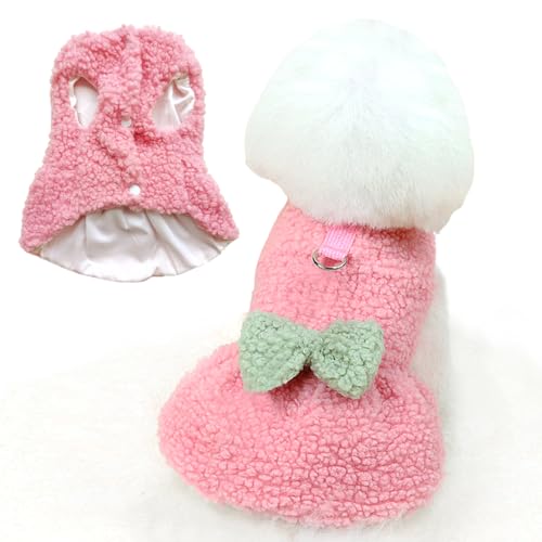 Jecikelon Dog Sweater Dress with Bow Tie Winter Warm Puppy Clothe...