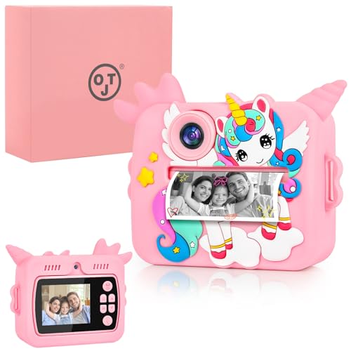 OTJ Kids Camera Instant Print - Selfie Children Digital Camera Toy That Print Photos Christmas Birthday Gifts for Ages 3-12, 4 5 6 7 8 9 10 Year Old Girls Toddler, Travel Portable Video Cameras