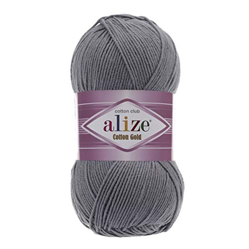 Image of 55% Cotton 45% Acrylic Alize Cotton Gold Yarn 1 Skein /Ball 100 gr 360 yds (87 - Coal Grey)