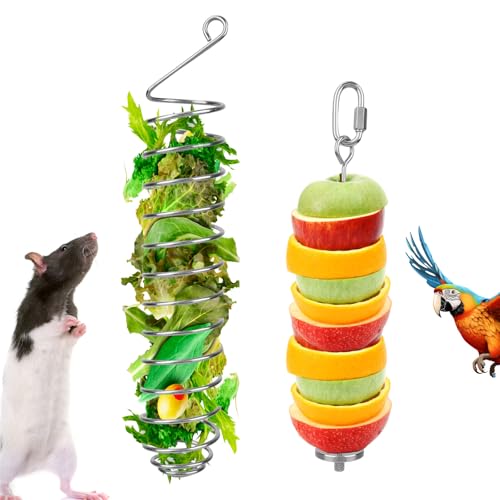 2pcs Rat Enrichment Toys, Premium Stainless Steel Bird Treat Skewer Food Holder Hanging Slow Feeder for Fruits Vegetables Ideal Cage Accessories Mouse & Bird Rodent Foraging Puzzle Toy(Silver) - image 8