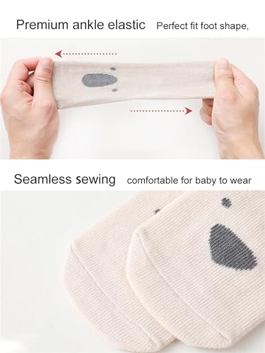 Toddler Non-Skid Socks with Grips Baby Girls Boys Anti-Slip Crew & Ankle Cartoon Socks for Infants 10 Pairs3