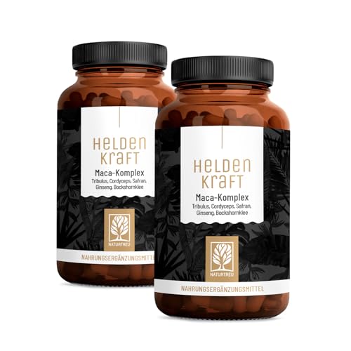 Maca Kapseln hochdosiert - Maca Extrakt mit Tribulus terrestris, Cordyceps, Bockshornklee, Zink, Ginseng, Safran, Selen - 180 Kapsel - Vegan