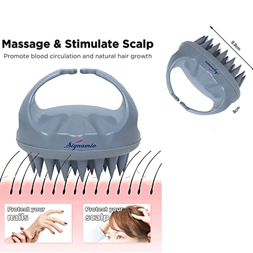 Image of SIGNAMIO Shampoo Brush Silicon Scalp Massager Hair Brush Wet Dry Comb Head Scrubber 100% Comfortable for Hair Improve Blood Circulation for Men,Women Pets - Grey - Pack 1