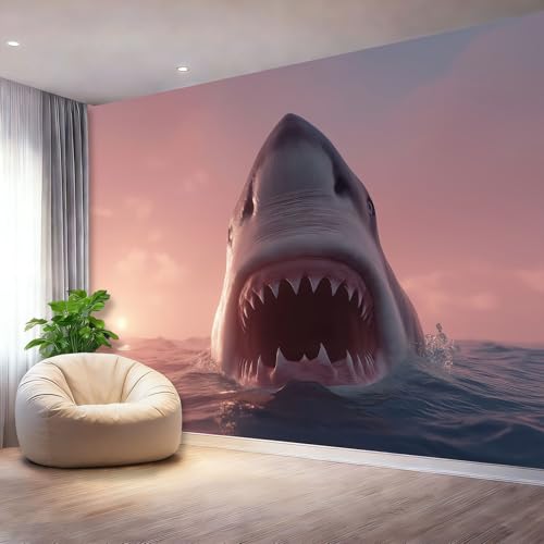 Papier peint requin blanc intisse lavable et durable - 3