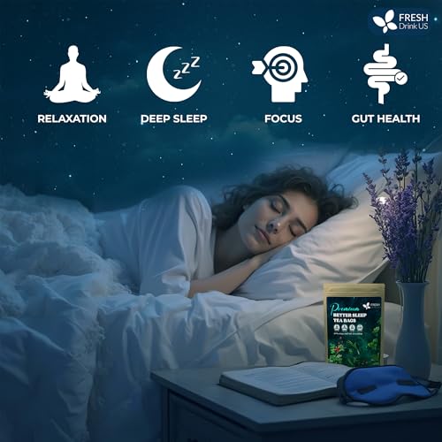 Image of FreshDrinkUS, Premium 75 Tea Bags Better Sleep Herbal Tea | Caffeine-Free Loose Leaf Blend with Spearmint Leaves, Lemongrass Leaves, and Hawthorn Berry - Naturally Refreshing and Aromatic.