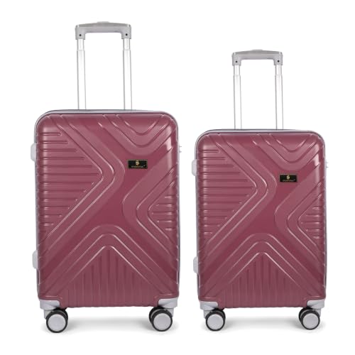Image of Trolley Suitcase Set of 2 with 8 Spinner Wheels and Number Lock, Maroon, Polypropylene, Small 54cm Medium 64cm