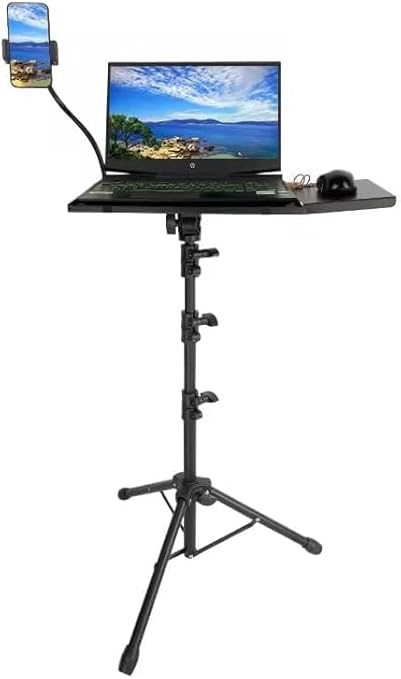 Soporte Ajustable para Laptop con Soporte para Teléfono, Altura 65-160 cm