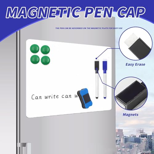 A5 Magnettafel Kühlschrank, mit 4 Magnet 2 Marker 1 Radiergummi Memoboard Magnet Terminplaner Wiederverwendbar Magnetisch Familienplaner Whiteboard Kalender für Heimbüro Besprechungsplantafel (8)
