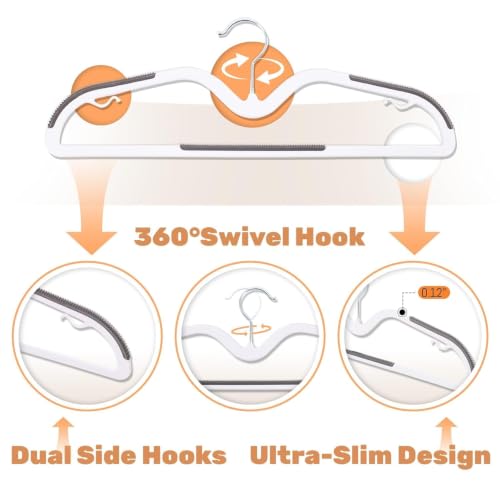 Image of 12 PCS Non Slip Plastic Hangers, Multipurpose Clothes Hangers & Cloth Hanger for Wardrobe Closet Organizer, Garment Storage Hanger for Shirts & Dresses (Groove Design Plastic Hangers 12 PCS)
