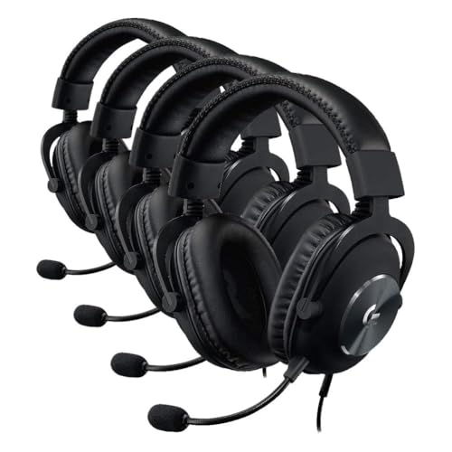 Image of Logitech G Pro X Wired Gaming Headset: Blue VO!CE Detachable Boom Mic, DTS 7.1, 50 mm Drivers, USB /3.5mm Aux, Spare Memory Foam Ear Pads, USB DAC & Bag Included - Black (Pack of 4)