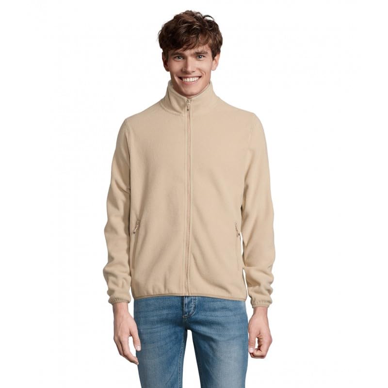 Veste micropolaire zippée beige SOL'S Factor Men 5XL, le confort thermique pour les grands froids