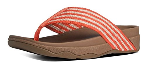 FitFlop Women's Surfa Flip Flop, Flame/Stone, 6 M US