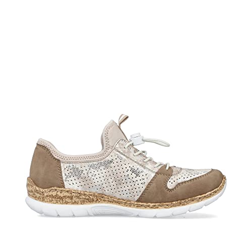 Rieker Damen Low-Top Sneaker N4255, Frauen Halbschuhe,sportlich,Halbschuhe,straßenschuhe,Strassenschuhe,Sportschuhe,Turnschuhe,beige (60),37 EU / 4 UK