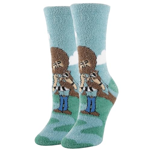 Image of ooohyeah Women's Funny Novelty Pattern Fuzzy Crew Socks, Cozy Fluffy Warm Cute Socks, Shoe Size 5-10
