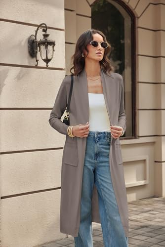 Image of GRACE KARIN Essential Solid Open Front Maxi Long Knitted Cardigan Sweater for Women