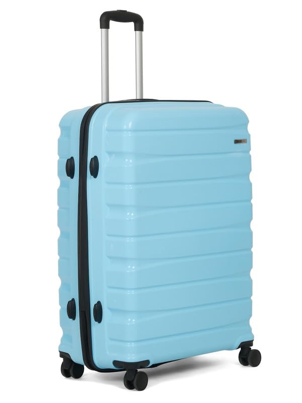 Image of Teakwood Large Check in Size 8 Wheels Trolley Bag, Hard Cabin with Zipper Closure, Adjustable Push Button & Cross Side Strap, TSA Lock System 360 Degree (Large Check in Size, Sky Blue)
