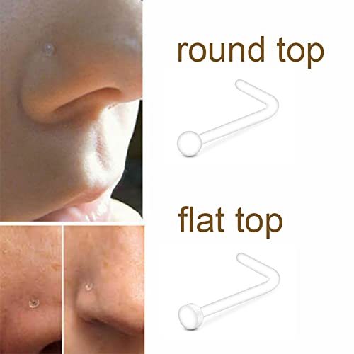 MODRSA 18g 20g Nude Clear Nose Studs for Work Clear Piercing Retainers for Surgery Plastic Septum Retainer 16g Labret Lip Studs Plastic Cartilage Earring Studs for Sport Surgery Invisible Septum Rings4