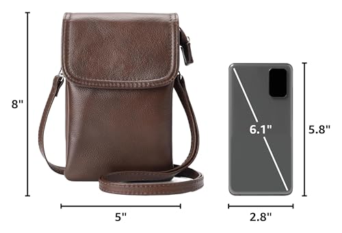 Image of befen Genuine Leather Small Crossbody Bags for Women Cell Phone Bag Cross Body Purses,Silver Zipper