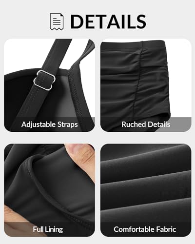 Yonique Women Underwire Bikini Set High Waisted Tummy Control Swimsuit 2 Piece Push Up Bathing Suit Black L - Image 5