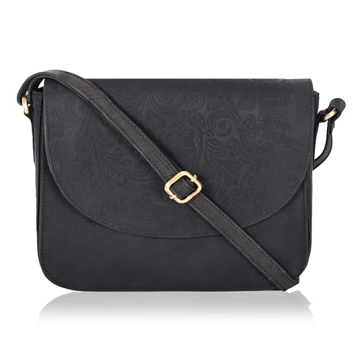 Image of Genuine Leather Shoulder Crossbody Purse For Women with Adjustable Strap, Mobile Pocket & Outside & Inside Zipper