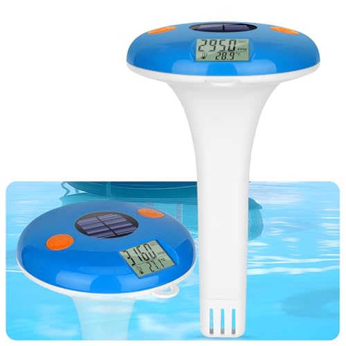 Piscinas Medidor de Salinidad, Medidor de Sal Digital Flotante con Termómetro para Piscinas de Agua Salada, Probador de Salinidad y Temperatura con Energía Solar YINMIK para Piscinas al Aire Libre