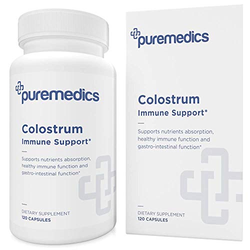 PUREMEDICS Colostrum Capsules 500mg - Bovine Colostrum Supplement to Support Healthy Digestive Function - 3rd Party Lab Certified - Hypoallergenic - 120 Capsules