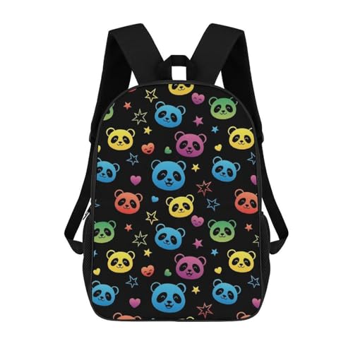 17 Inch Carry On Bookbag with Adjustable Shoulder Straps Colorful Panda Outdoor Travel Gym Backpack Unisex-Adult Sport Bag