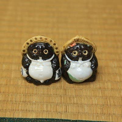 Amazon.co.jp: 置物：信楽焼き 福狸 2号 オスメスセット たぬき タヌキ 