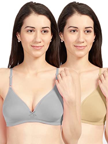 Image of SONARI Omania Womens Non-Padded Cotton Polyester Bras - Solid, Non-Wired, Medium Coverage, Hand Washable (Pack of 2)