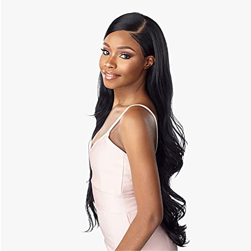 Sensationnel What Lace 13X6 Wigs - Emery Lacefrontal Hand Tied Glueless Synthetic With Natural Density Preplucked Hairline (1 JETBLACK)