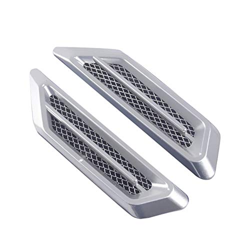 idain 2PCS Air Flow Vent Fender Side Decor Sticker Universal Car Side Mesh Vent Air Flow Fender Decoration Sticker Fit for All Car (Silver)