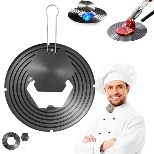 2 placas de conducción de calor para estufa de gas, difusor de calor para estufa eléctrica, placa adaptadora de inducción de aleación de aluminio extraíble para sartén de hierro, olla de acero