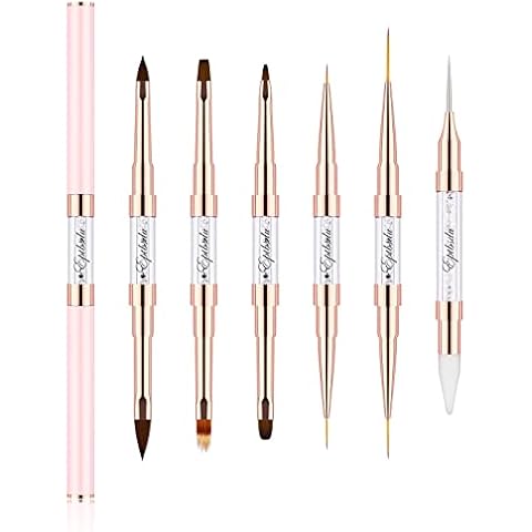 Nail Brushes for Nail Art, Eptbsdu 6PC Nail Art Brushes Double Ended Nail Art Design Dotting Pens, Striping Nail Brushes for Long Lines, Nail Drawing Pen for Salon at Home DIY Manicure Cover