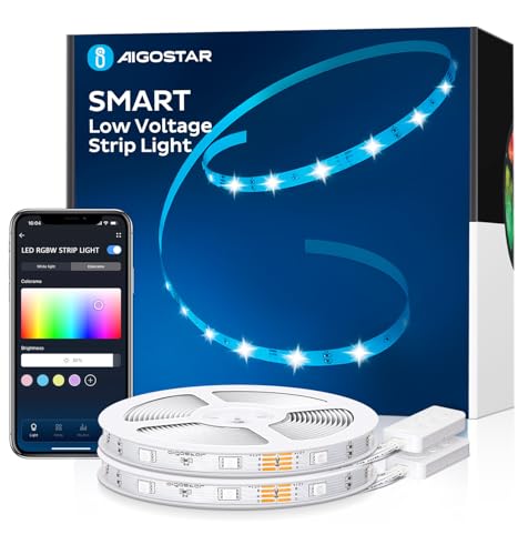 Aigostar Alexa RGB Led Strip Light 10m Plug in led Strip Lights with Music Sync Mode Work with Smart WiFi App Control & Remote Led Lights for Bedroom Party TV Living Room 2 Rolls of 5m with 2 Set