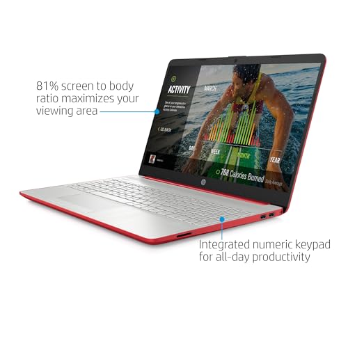 Image of HP 15.6 inch Laptop with Free Microsoft 365 | Intel Pentium Silver N5030, 4-Core Processor | 8GB RAM, 128GB SSD | Intel UHD Graphics | Full-Size Keyboard | 11HR Battery | Windows 11, Scarlet Red