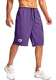 Men's Basketball Shorts with Zipper Pockets Lightweight Quick Dry 11' Long Shorts for Men Athletic Gym(Purple,M)