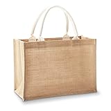 YACEYACE Jute Tote Bags, 14.5' x 6.7' x 10.2' Pack of 1 Burlap Bridesmaid Bags Burlap Beach Totes Jute Travel Bags with handles Resuabale Grocery Bags Burlap Tote Bag for DIY,Gym,Shopping,Wedding