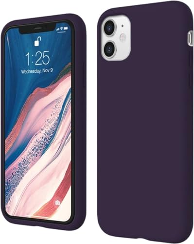 Image of Premium Liquid Silicone Case for iPhone 11 - Slim Full Body Protective Back Cover with Soft Microfiber Lining, Anti-Slip Grip Scratch Resistant Phone Case(Deep Purple)