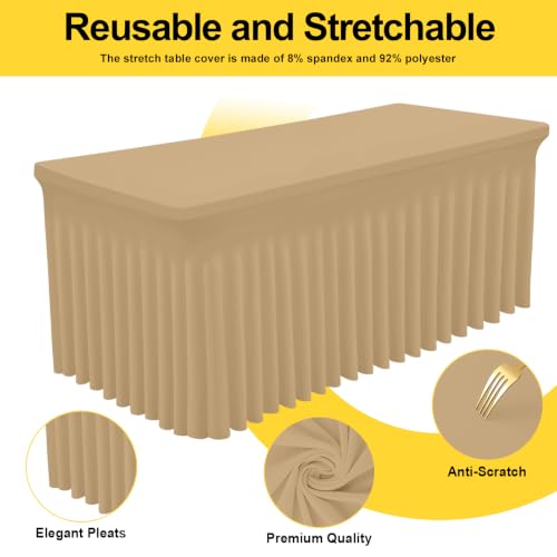Image of Smiry Spandex Elastic Fitted Table Cloth Skirt for 4FT Rectangle Table