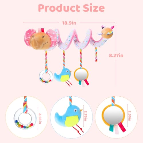 Image of SNOWIE SOFT Elephant Crib Toys Stroller Soft Plush Toy Spiral Colorful Baby Toys for 6 to 12 Months Interactive Cartoon Stuffed Crib Ornament Early Educational Activity Babies Sensory Toy